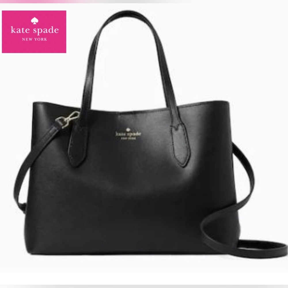 Kate Spade Harper Satchel in Black Leather Adjustable Removable Strap NWT!